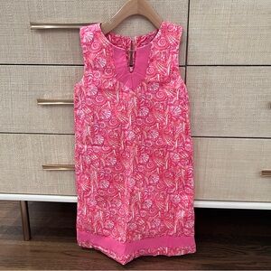 Vineyard Vines Coral, Pink, and White Printed Sleeveless Shift Dress Sz 8